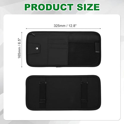 PATIKIL 1Pcs Car Sun Visor Organizer, 12.8 x 6.5 Inch PU Leather Vehicle Storage Pouch Holder for Sunglasses Card Pen Driver License Car Accessories, Black