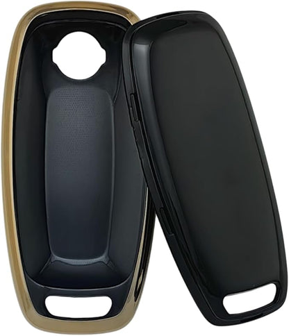 REPROTECTING TPU Key Fob Cover Compatible with Nissan Pathfinder Rogue Kicks (Black/White, 5 Buttons/TPU)