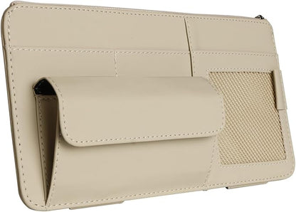 Car Sunvisor Organizers Feature Build in Sunglasses Holder and Card Slots for Document Storage Leather Materials Easy in