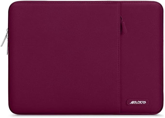 MOSISO Laptop Case 15 inch, 15 inch Laptop Sleeve Compatible with MacBook Air M5 A3448 M4 A3241 M3 A3114 M2 A2941 2026-2023, Dell XPS, Polyester Vertical Computer Sleeve Bag with Pocket, Wine Red