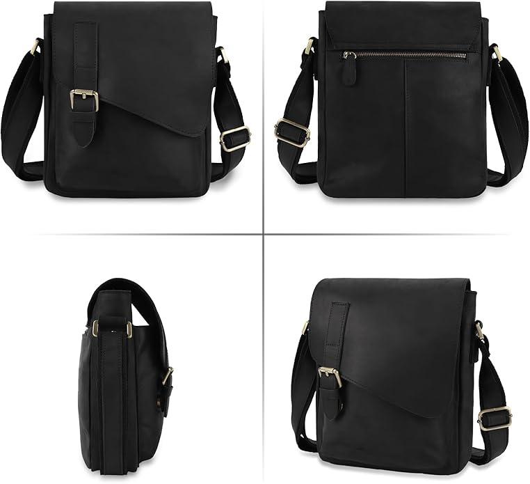 Jack&Chris Leather Messenger Bag for Men, Man Purse Crossbody Bags for Work Business