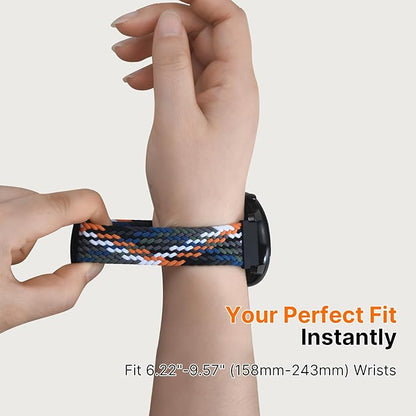 Fullmosa Magnetic Braided Watch Bands - 18mm 20mm 22mm Quick Release Watch Strap, Stretchy Nylon Solo Loop Compatible with Garmin Samsung Galaxy Amazfit for Men Women(22mm, Denim+Black)