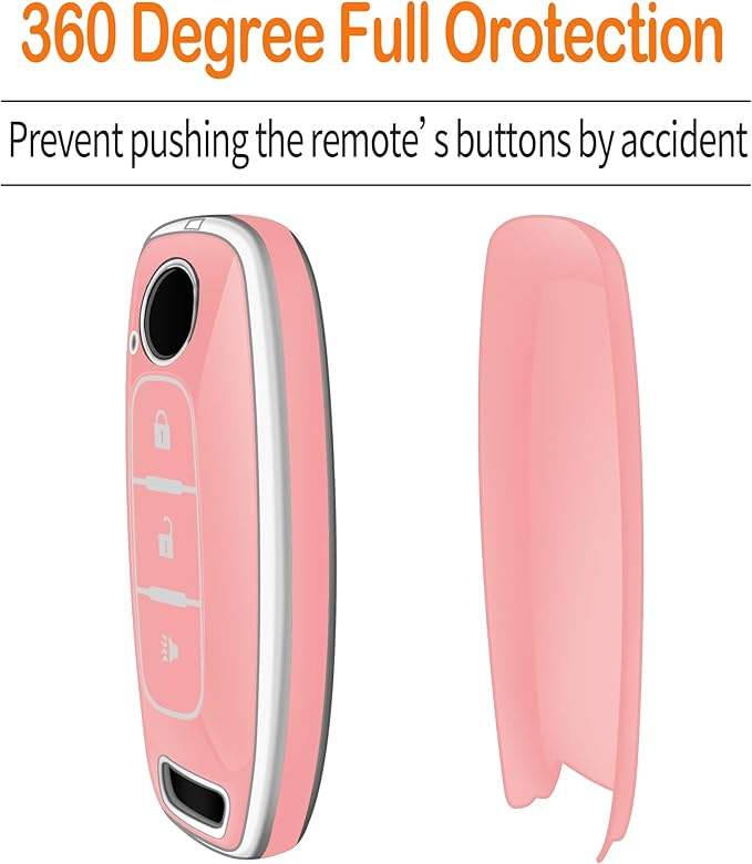 Sindeda for Nissan Key Fob Cover with Keychain Soft Full Protection Key Shell Key Case Compatible with 2023 2024 2025 Pathfinder Kicks Rouge(Chalk Pink, 3 Buttons)