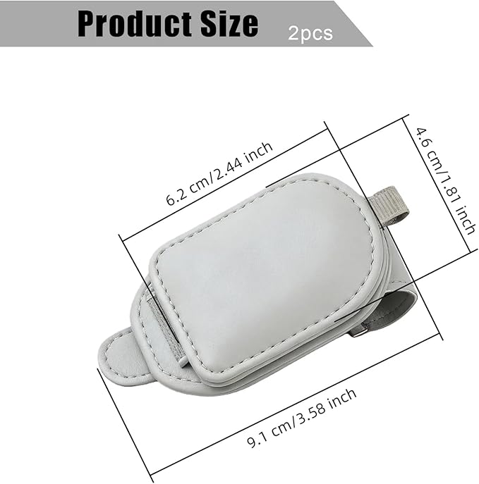 Sunglass Holder for Car Visor, Magnetic Leather Eyeglass Holder, Universal Car Sunglass Organizer Visor Accessories for SUV Truck Pickup, 2 Pack (Gray)