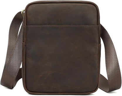 NIUCUNZH Man Purses and Bags Small, Mini Genuine Leather Messenger and Shoulder Bag for Men with lots of Zipper Pockets