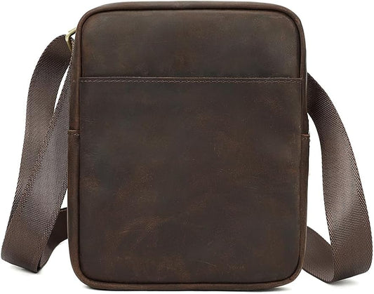 NIUCUNZH Man Purses and Bags Small, Mini Genuine Leather Messenger and Shoulder Bag for Men with lots of Zipper Pockets