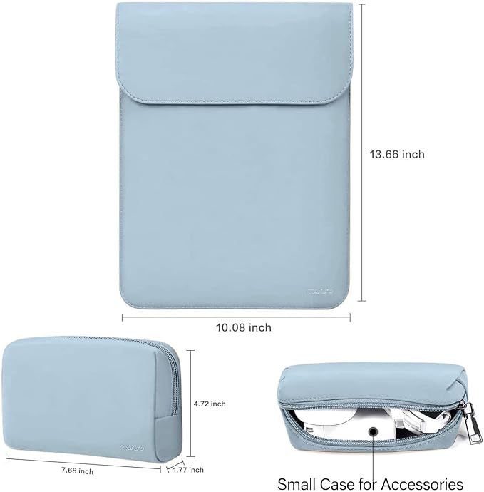 MOSISO Laptop Case 13.3 inch, 13-13.3 inch Laptop Sleeve Compatible with MacBook Neo 13 A18 Pro A3404 /Air 13/Pro 13/Pro 14 M5 M4 M3 M2 M1, Faux Suede Leather Case with Small Bag, Baby Blue