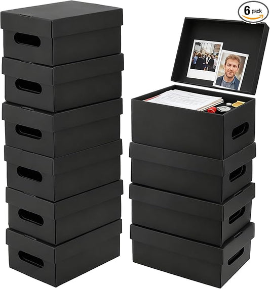 10PCS Photo Storage Box for 5"x7" Photos,12.8“ x 7.87“ x 5.3“ Picture Box Store and Protect Pictures with Lid, Photo Storage Box Documents Black