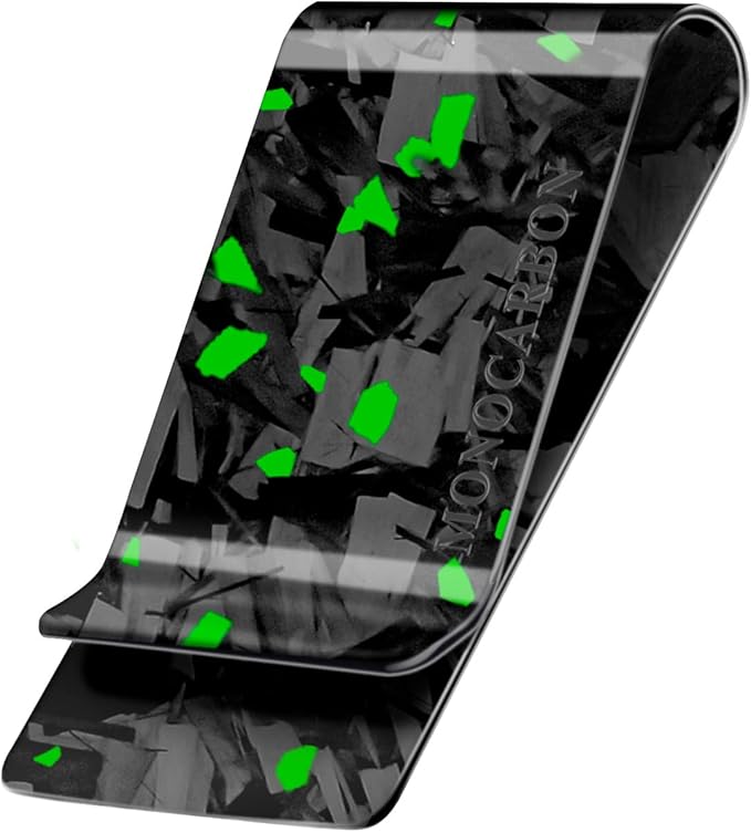 MONOCARBON Carbon-Fiber-Money-Clip-for-Men, Minimalist-Money-Holder for Cash, High Elastic Carbon-Fiber-Wallet, Slim and Durable