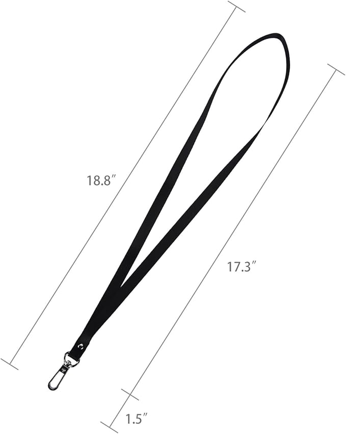 I-MART Genuine Leather Badge Holder with Lanyard – Vertical ID Badge Holder for Nurse, Office, Teacher | Cowhide, 3 Card Slots, Black, Gift Box