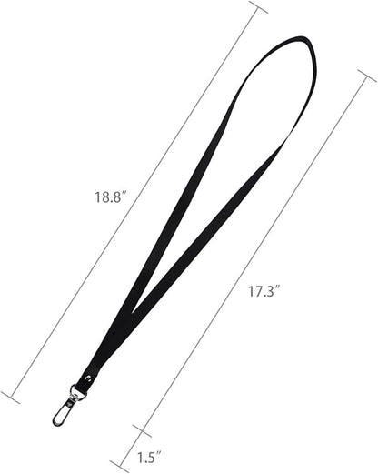 I-MART Genuine Leather Badge Holder with Lanyard – Vertical ID Badge Holder for Nurse, Office, Teacher | Cowhide, 3 Card Slots, Black, Gift Box