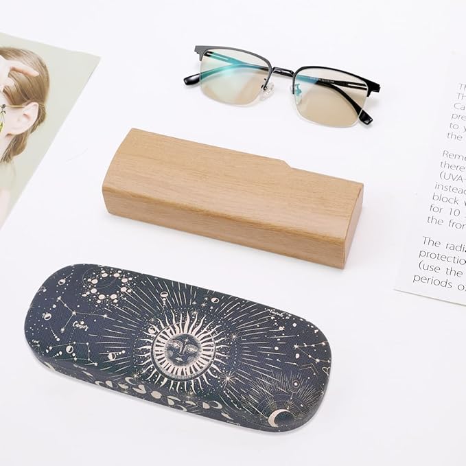 PERFECTSIGHT Hard Shell Eyeglasses Case, PU Leather Protective Glasses Case, Cute Eyeglass Case for Women Men Girls