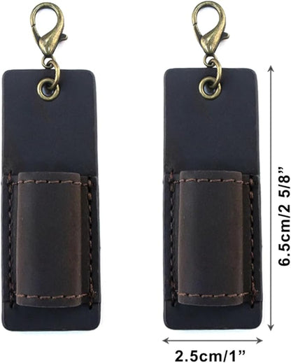 Genuine Leather Pen Holder, 2 Pack Boshiho Pen Pencil Holders for Badge Holder or Neck Lanyard (Dark Brown)