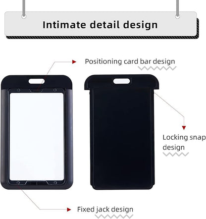 2 Pack Sliding ID Badge Holder - Heavy Duty Hard Plastic Card Sleeve Secures Work ID, Key Card, Credit Cards for Office, Factory, Hospital & School (Yellow)