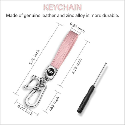 QBUC for Chevy Key Fob Cover with Keychain Soft TPU Protection Case Compatible with 2021-2026 Equinox Blazer Chevy Tahoe Suburban GMC Yukon Denali Silverado 5-Buttons(Chrome Trim Pink)