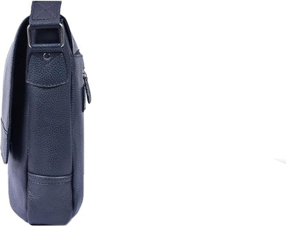16" Crossbody Bag Leather Laptop Messenger Bag For Men with trolley sleeve for school office (Royal Blue)
