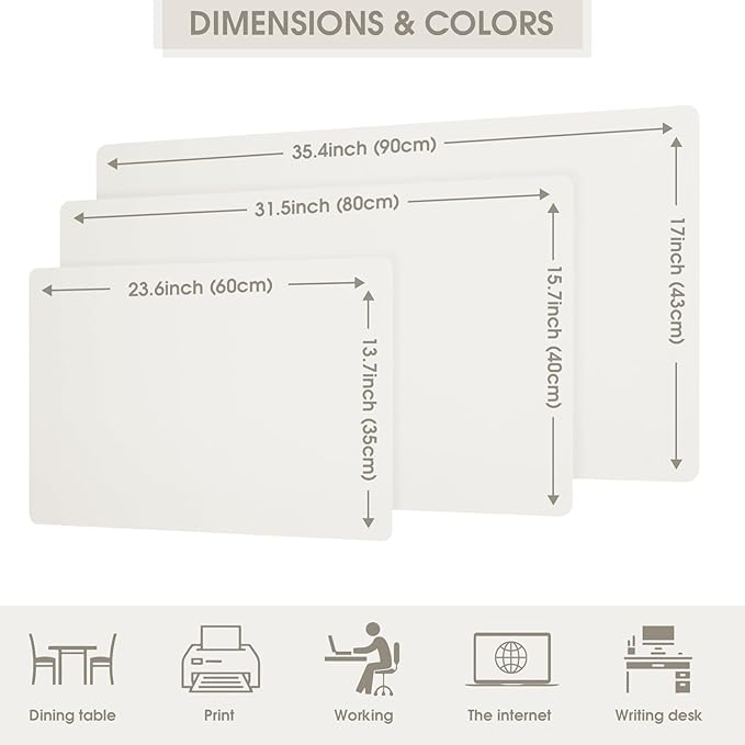 Leather Desk Pad Protector 31.5×15.7 inch Non-Slip Large Gaming Mouse Pad Waterproof Desk Writing Pad Desk Blotter Laptop and Keyboard Mat for Office and Home(White/Black)