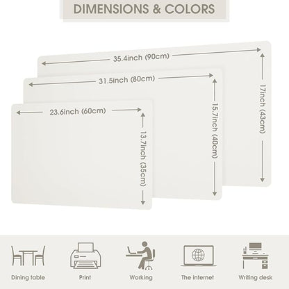 Leather Desk Pad Protector 31.5×15.7 inch Non-Slip Large Gaming Mouse Pad Waterproof Desk Writing Pad Desk Blotter Laptop and Keyboard Mat for Office and Home(White/Black)