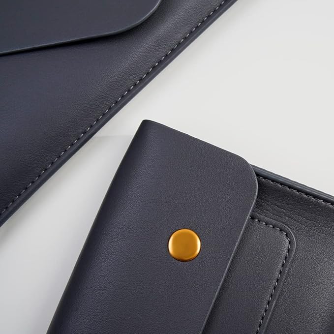 PU Leather Laptop Sleeve 13 Inch Compatible for 2024 13inch MacBook Air M3,13 MacBook Pro M2, Surface Pro 3 4 5 6 7, Dell XPS 13 with Small Pouch, Mouse Pad and Cord Organizer Color Dark Grey