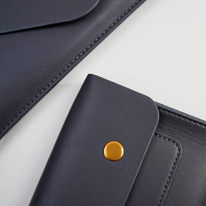PU Leather Laptop Sleeve 13 Inch Compatible for 2024 13inch MacBook Air M3,13 MacBook Pro M2, Surface Pro 3 4 5 6 7, Dell XPS 13 with Small Pouch, Mouse Pad and Cord Organizer Color Dark Grey