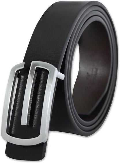 Aurolran Men&Womens Leather Dress Belt Business Automatic Buckle Belt Color-Black Silver Gold