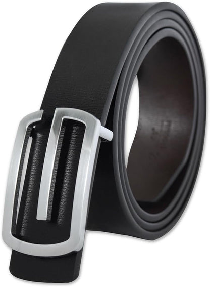 Aurolran Men&Womens Leather Dress Belt Business Automatic Buckle Belt Color-Black Silver Gold