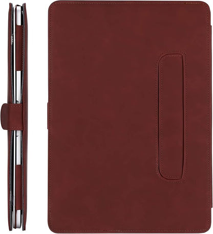 MOSISO Case Compatible with MacBook Air 13.6 inch M4 M3 M2 2025-2022 /Air 13 M1 2022-2018 /Pro 13 inch M2 M1 2025-2016, PU Leather Portfolio Protective Stand Cover, Claret Red