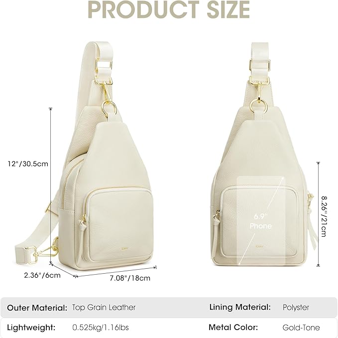 Kattee Small Sling Bag for Women, Leather Fanny Packs Crossbody Purse, Chest Bag for Travel with RFID Blocking, Beige