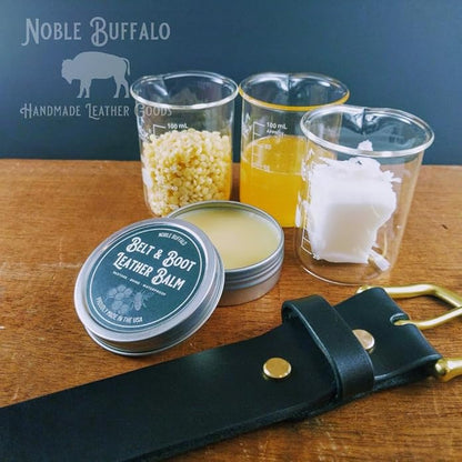 Leather Conditioner Balm – Handmade in USA – Beeswax Leather Conditioner for Boots, Belts, Wallets, Furniture & Shoes – All-Natural Leather Balm, 2 oz Tin