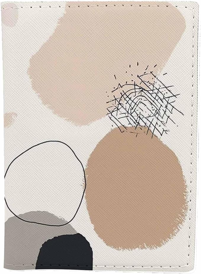 Abstract Geometric Passport Holder for Travel Pastel Colored Random Paint Stains PU Leather Passport Cover Wallet Cute Passport Card Holder for Women and Men