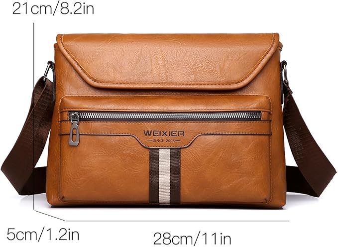Zipper Buckle Leather Messenger Bag Crossbody Shoulder Bag Vintage Handle Bags | Zipper, Buckle, Leather, Vintage