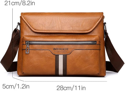 Zipper Buckle Leather Messenger Bag Crossbody Shoulder Bag Vintage Handle Bags | Zipper, Buckle, Leather, Vintage