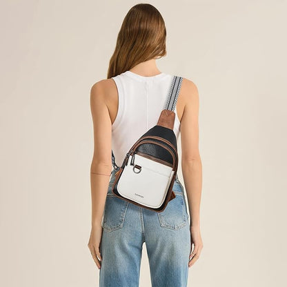 Leresas 7L Sling Bag for Women Men Vegan Leather Crossbody Bags Fanny Pack Purse Backpack Over Shoulder Bag Travel Anti Theft