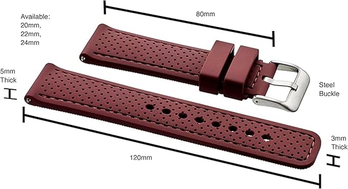 ALPINE Sporty Premium Soft Silicone Adjustable Watch Band - Replacement Rubber Watch Bands for Women & Men - Waterproof Quick Release Watch Straps - Compatible with Regular & Smart Watch Bands