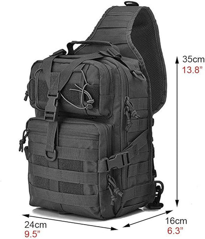 Hebetag Leather Sling Bag Crossbody Backpack for Men Women Travel Outdoor Camping