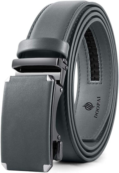 DOOPAI Belt Men, Ratchet Dress Adjustable 1 3/8" Sliding Leather Designer, Size Length Can be Cut, with Gift Box