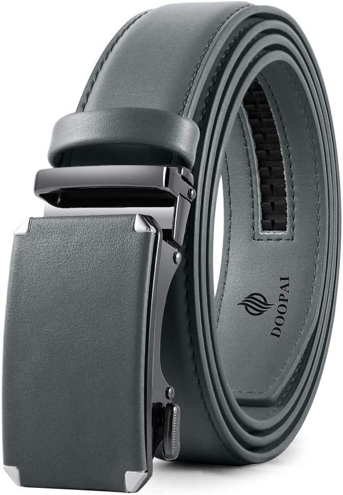 DOOPAI Belt Men, Ratchet Dress Adjustable 1 3/8" Sliding Leather Designer, Size Length Can be Cut, with Gift Box