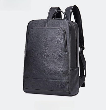 Genuine Leather Backpack for Men Travel Laptop Bag Casual Daypack Business Briefcase Durable Work Bag Gift Box (Black)