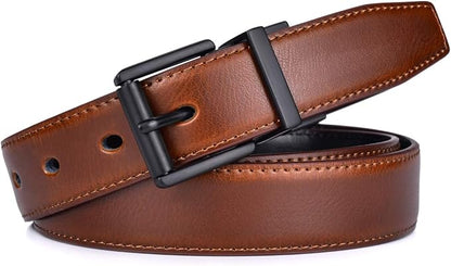 Beltox Men’s Belt Dress Casual Reversible Leather 1.1” w Roller Buckle Rotated