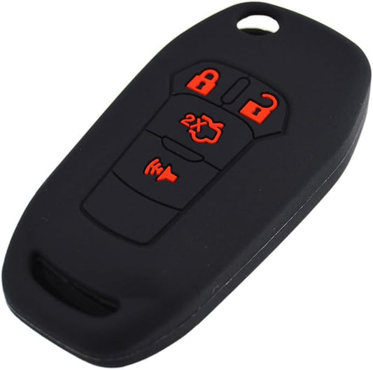 Silicone Rubber Key Fob Cover Protector for Ford Fusion Explorer (Flip Key) N5F-A08TAA 164-R7986 5924003 4 Button Remote Control