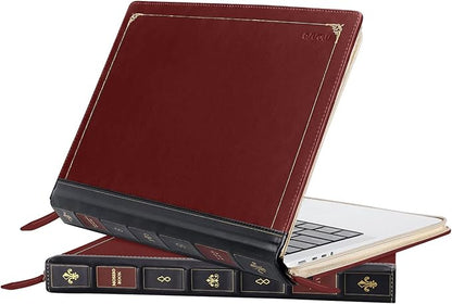 MOSISO Compatible with MacBook Pro 14 inch Case 2025-2021 M5 A3434 M4 A3112 A3185 A3401 M3 A2918 A2992 M2 A2779 M1 A2442, PU Leather Laptop Sleeve Vintage Zippered Protective Case Cover, Wine Red