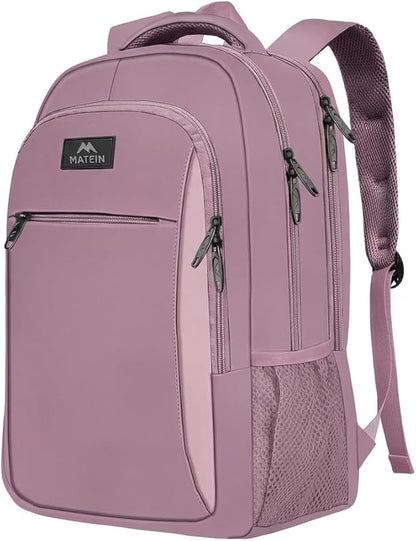 MATEIN Personal Item Backpack 18 * 14 * 8, Underseat 15.6 inch Travel Laptop Backpack for Women, Sturdy Water Resistant Slim Daypack College Computer Bag Gift, Dark Purple