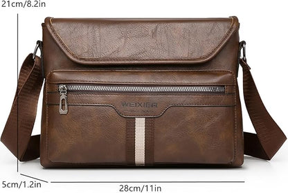 Zipper Buckle Leather Messenger Bag Crossbody Shoulder Bag Vintage Handle Bags | Zipper, Buckle, Leather, Vintage