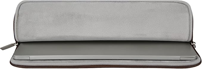 RAINYEAR 16 Inch Laptop Sleeve Soft PU Leather Case Protective Water Resistant Zipper Padded Cover Carrying Computer Bag Compatible with 16" MacBook Pro/Max M1 M2 M3 M4 M5(Brown)