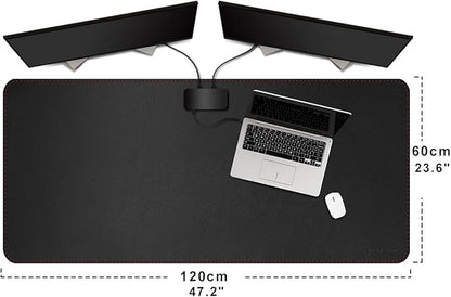 ZORESYN Large Mouse Pad (47.2" x 23.6") - PU Leather Extended Gaming Mousepad Desk Mat - Nonslip Base and Waterproof Desktop Keyboard Extended Mouse Mat (Black)