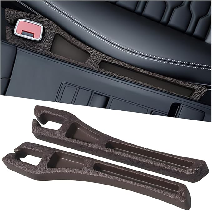 Car Seat Gap Filler, 2PCS Crevice Blocker Stopper Between Vehicle Seat Console, No Drop Automotive Fill Crevice Guard Interior Accessories, Universal for SUV Truck Sedan (Brown)