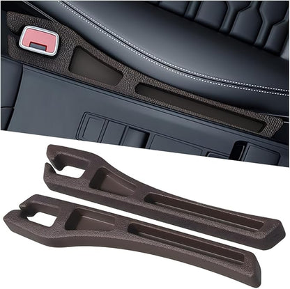 Car Seat Gap Filler, 2PCS Crevice Blocker Stopper Between Vehicle Seat Console, No Drop Automotive Fill Crevice Guard Interior Accessories, Universal for SUV Truck Sedan (Brown)