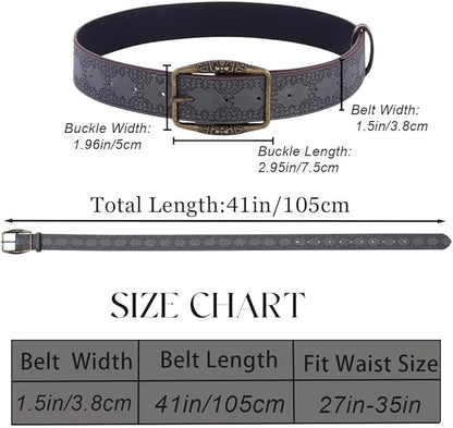 Women Western Belt Vintage Metal Buckle Leather Belts Country Cowboy Cowgirl Belt for Jeans Pant Dress