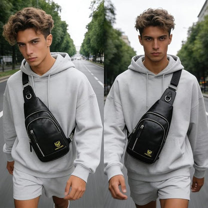 Crossbody Bags for Men Leather Sling Bags Mens Chest Bag Backpack Travel Hiking Fishing Outdoor Sports