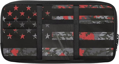 Vintage Flag Car Sun Visor Storage Bag Auto Interior Accessories Pocket Organizer Car Storage Pouch Holder with Multi-Pocket Net Zipper